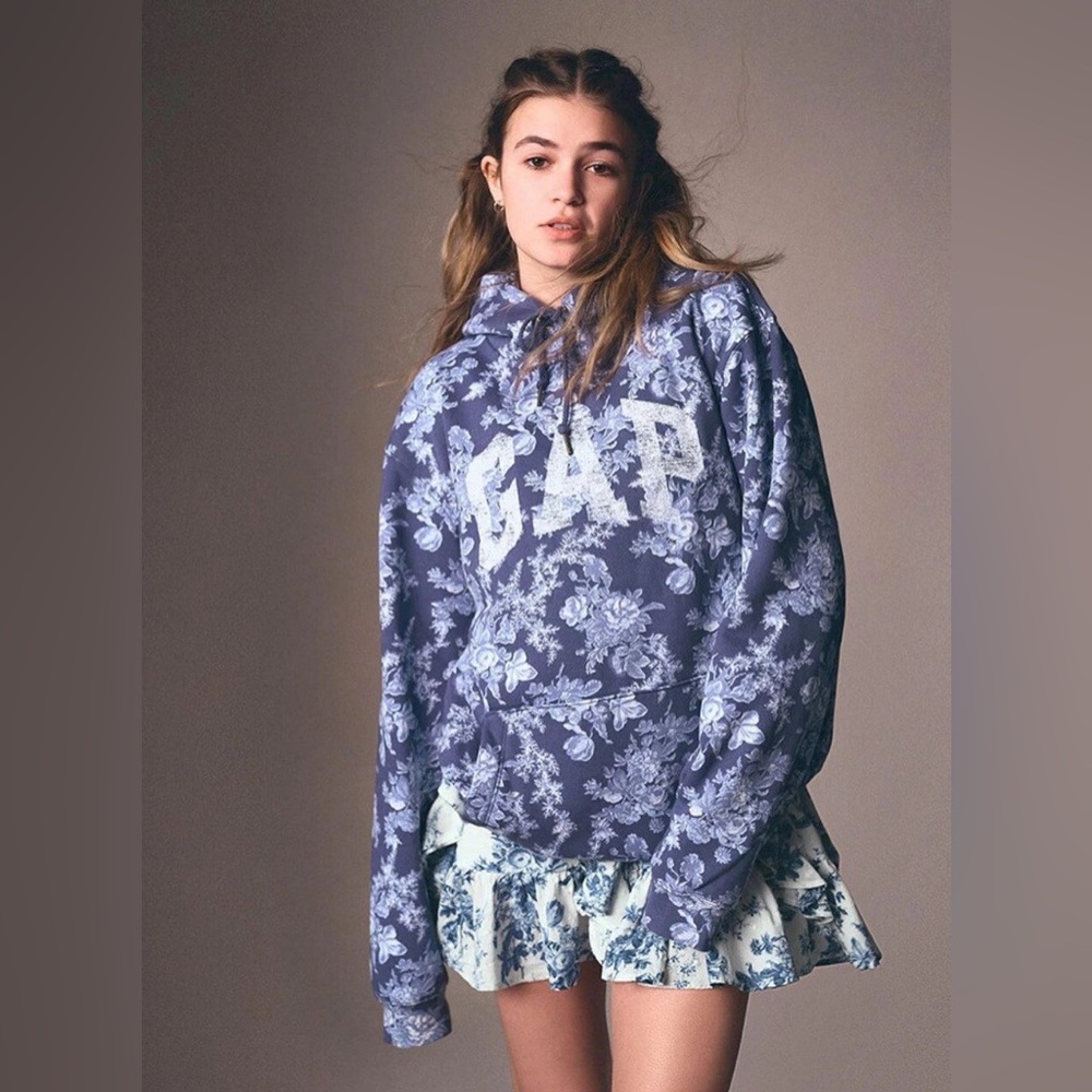 Gap x LoveShackFancy Blue Floral Hoodie